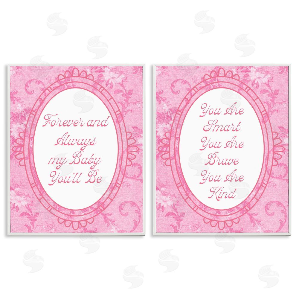 Daphne Polselli Loving Pink Ornate Phrases White Framed Giclee Wall Art