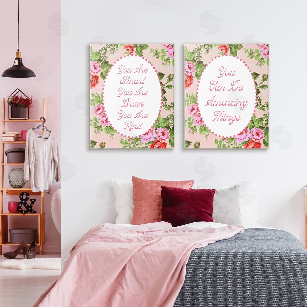 Daphne Polselli Inspirations with Vintage Florals Stretched Canvas Wall Art in Room