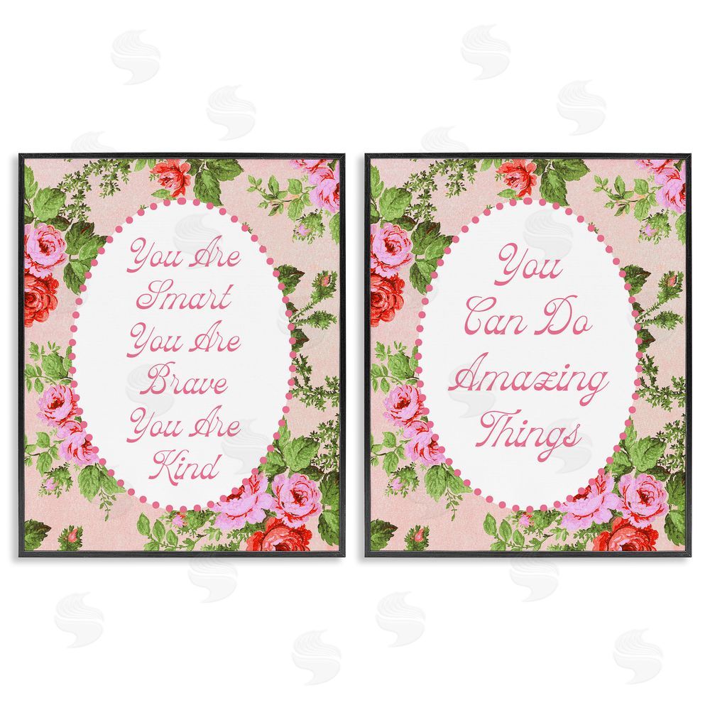 Daphne Polselli Inspirations with Vintage Florals Black Framed Giclee Wall Art