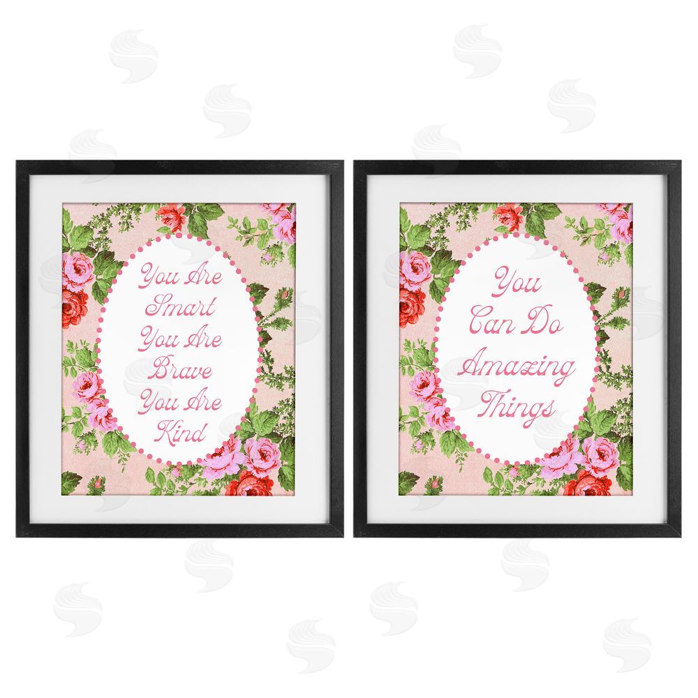 Daphne Polselli Inspirations with Vintage Florals Black Framed Print Under Glass Wall Art