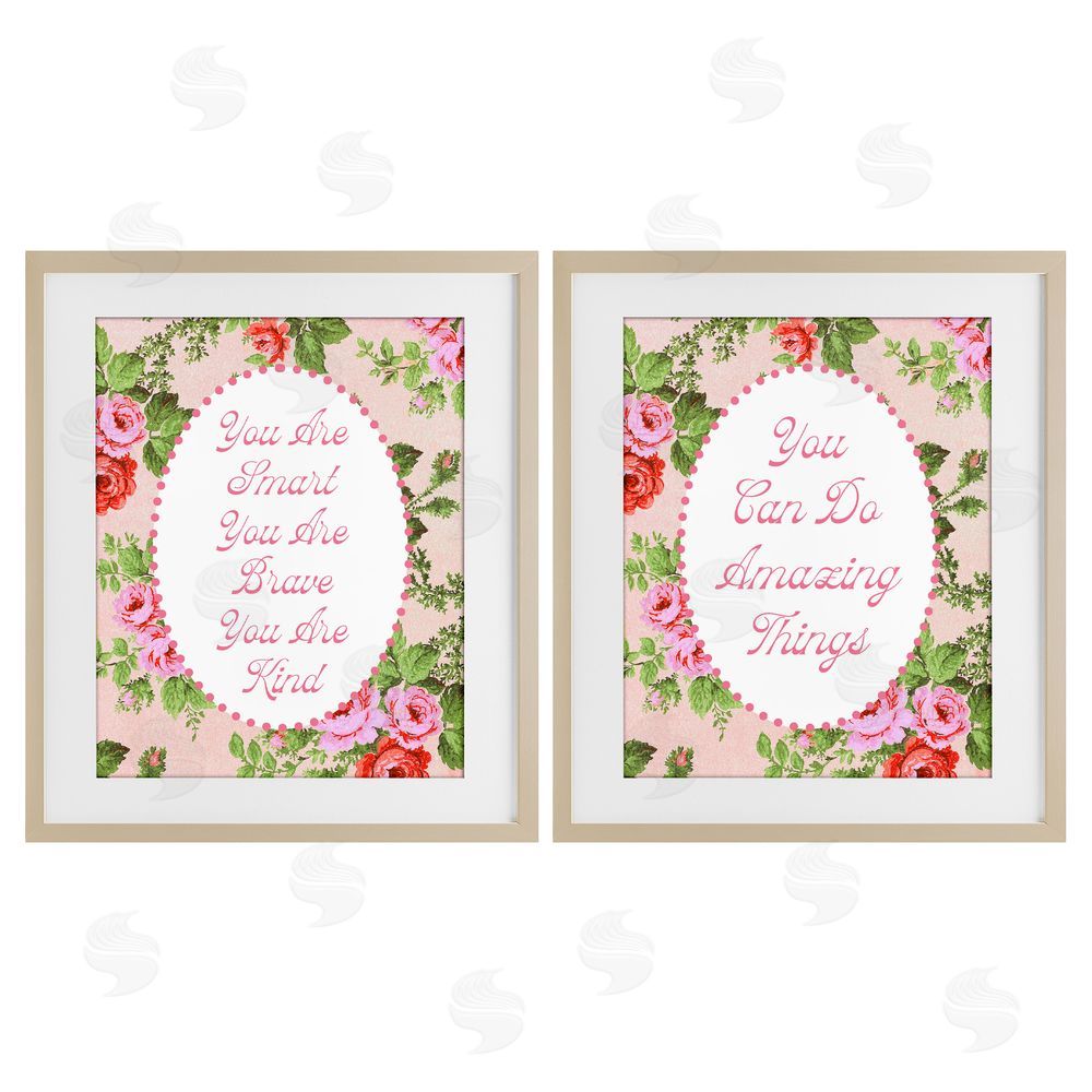 Daphne Polselli Inspirations with Vintage Florals Brown Framed Print Under Glass Wall Art