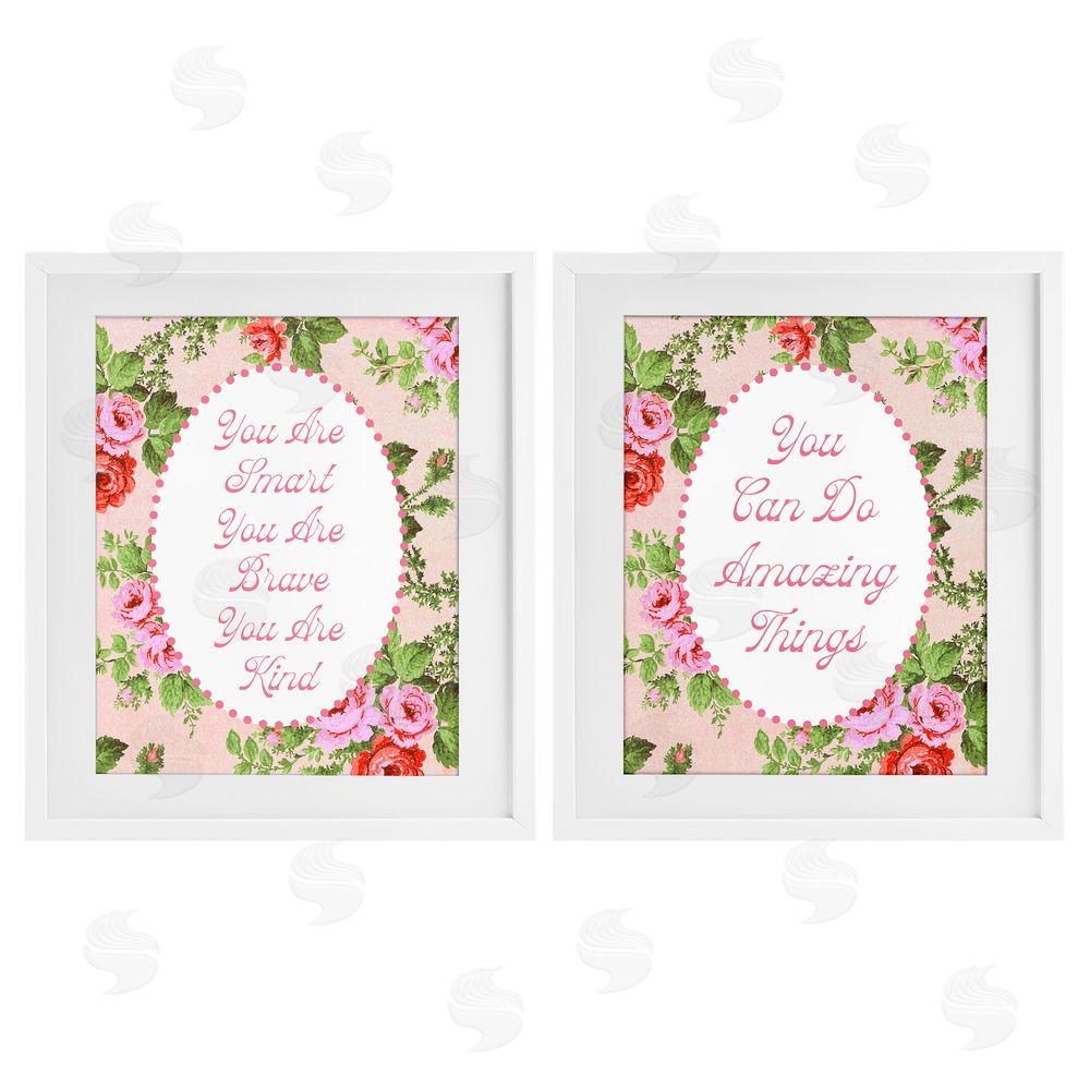 Daphne Polselli Inspirations with Vintage Florals White Framed Print Under Glass Wall Art