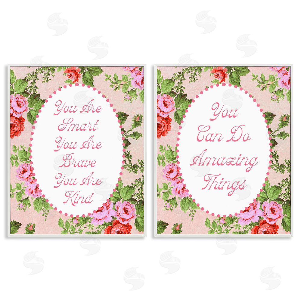 Daphne Polselli Inspirations with Vintage Florals White Framed Giclee Wall Art