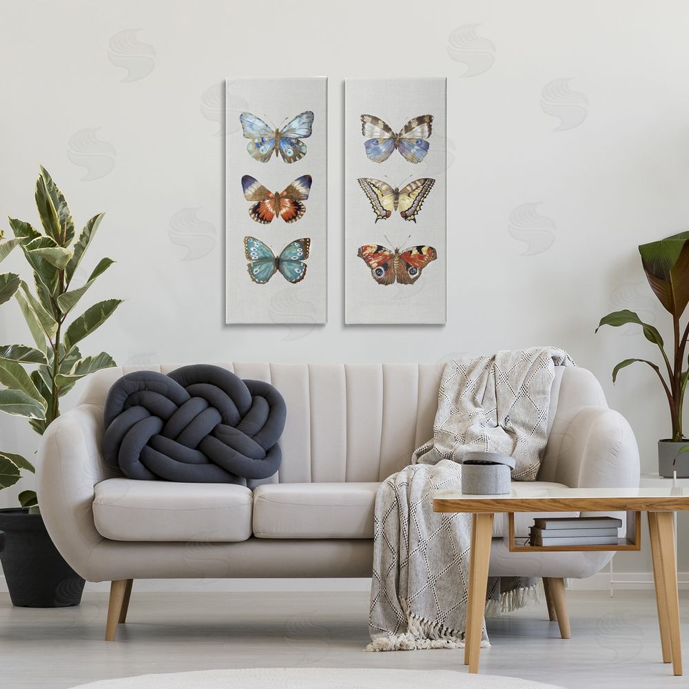 Maya Woods Delicate Butterflies Of The Wild Stretched Cavas Wall Art Set in Room