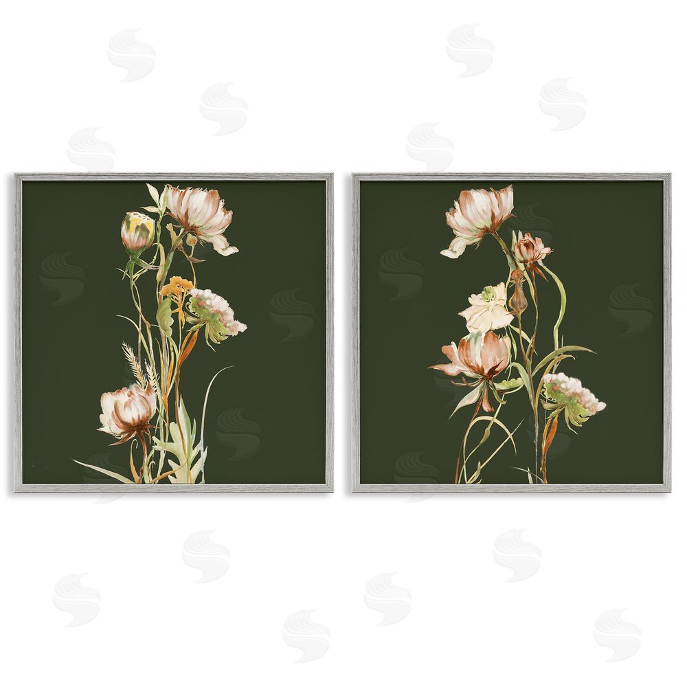 Liz Jardine Botanical Branch over Olive Gray Framed Giclee Wall Art Print