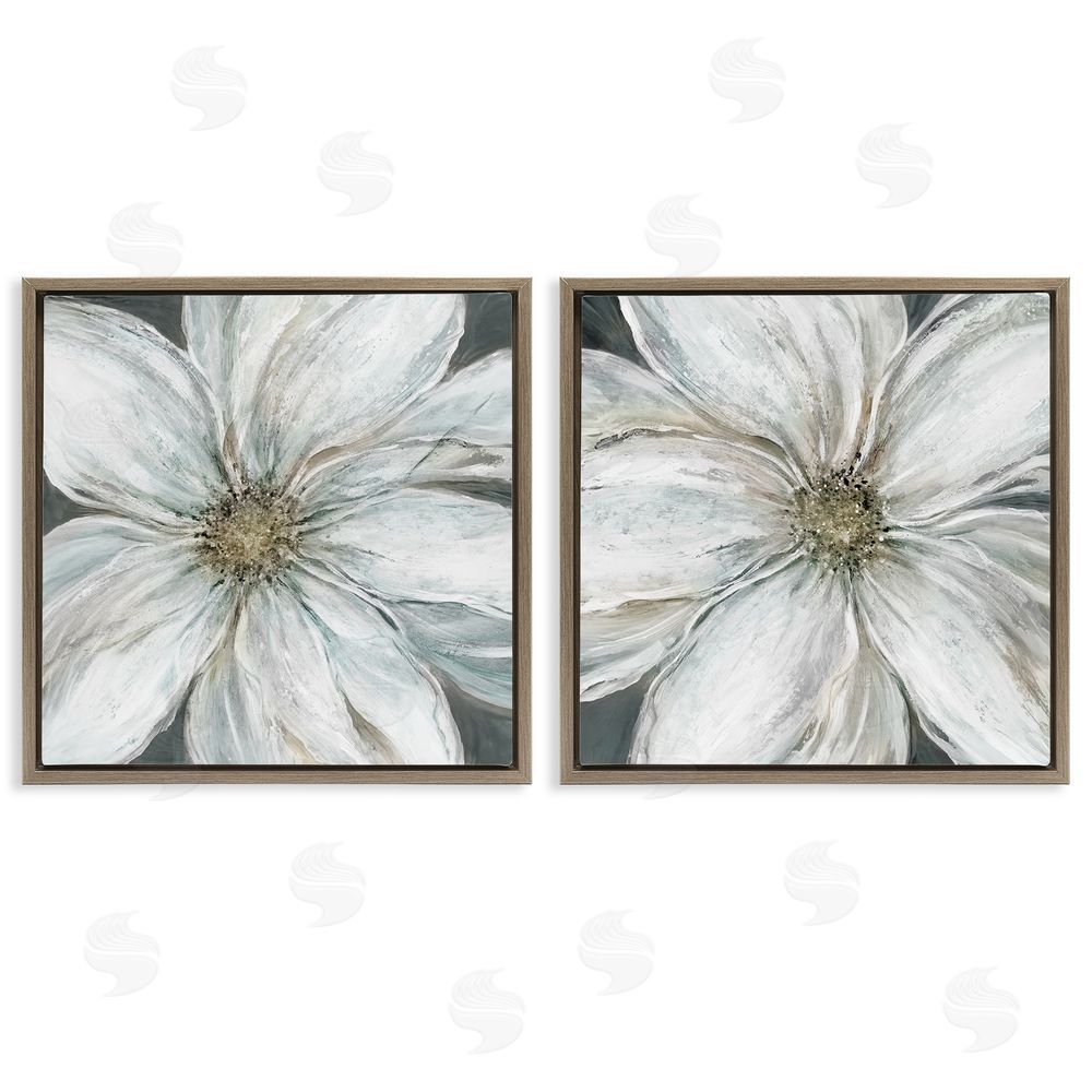 Carol Robinson Soft White Blossoms Closeup Brown Floating Frame Canvas Wall Art Print