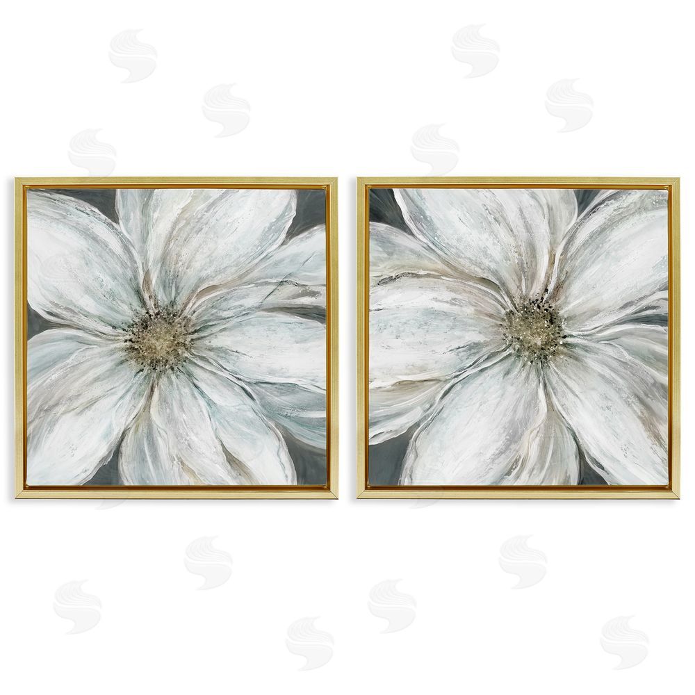 Carol Robinson Soft White Blossoms Closeup Gold Floating Frame Canvas Wall Art Print