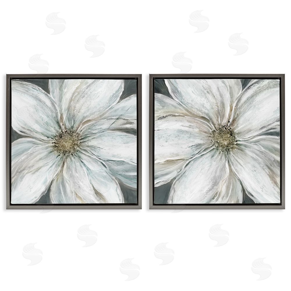 Carol Robinson Soft White Blossoms Closeup Gray Floating Frame Canvas Wall Art Print