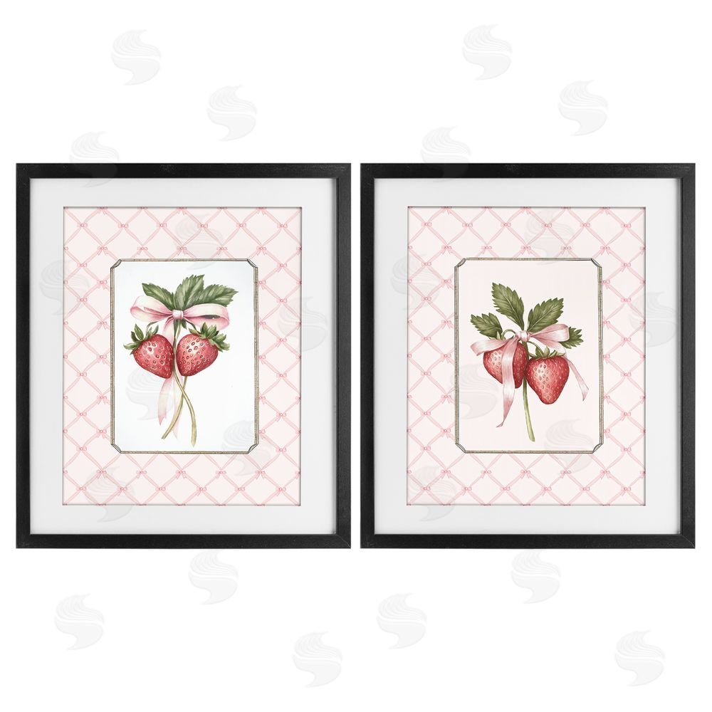 Ramona Murdock Adorable Coquette Strawberries Black Framed Print Under Glass Wall Art