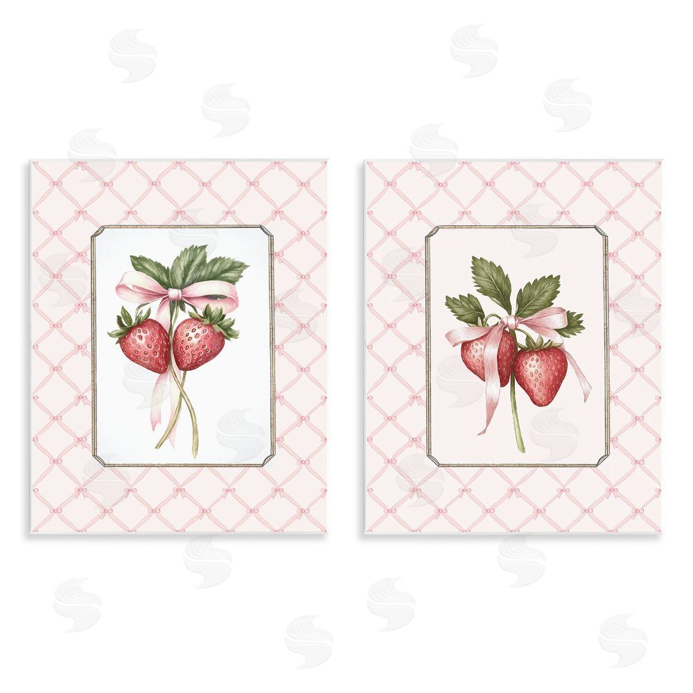 Ramona Murdock Adorable Coquette Strawberries Wooden Wall Plaque Art Print