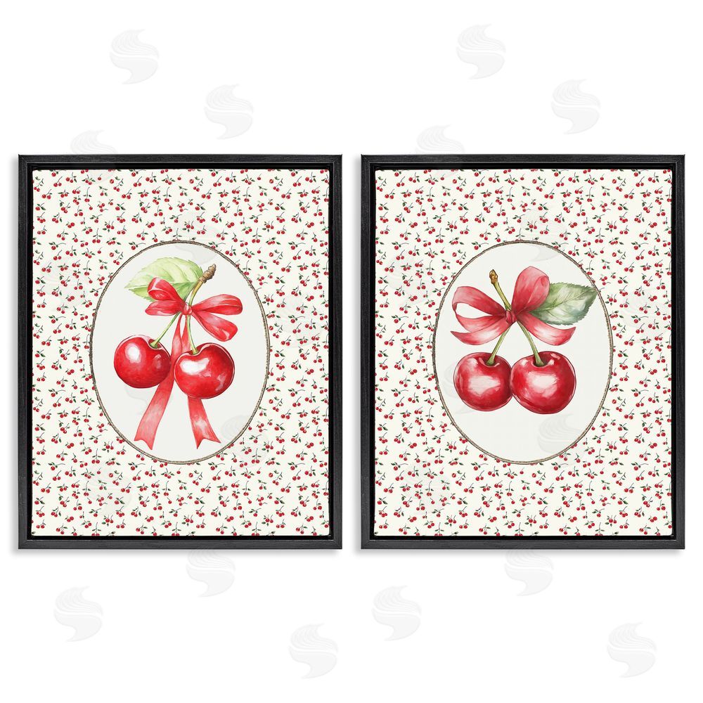 Ramona Murdock Cherries & Berries Vintage Black Floating Frame Canvas Wall Art Print