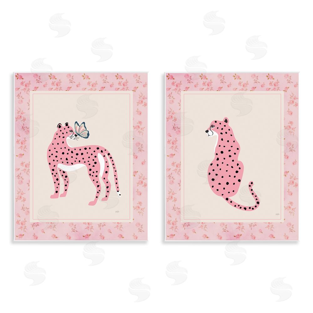 Natalie Carpentieri Pink Leopard & Floral Border Wall Plaque Home Decor Art Print
