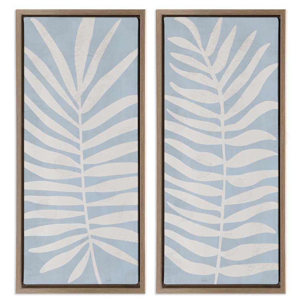 Natalie Carpentieri Soft Palm Leaf Pair Brown Floating Framed Canvas Wall Art Print