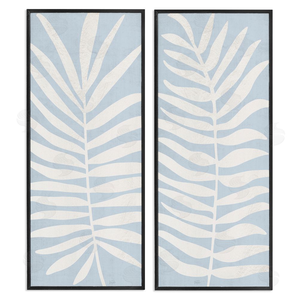 Natalie Carpentieri Soft Palm Leaf Pair Black Framed Giclee Wall Art Print