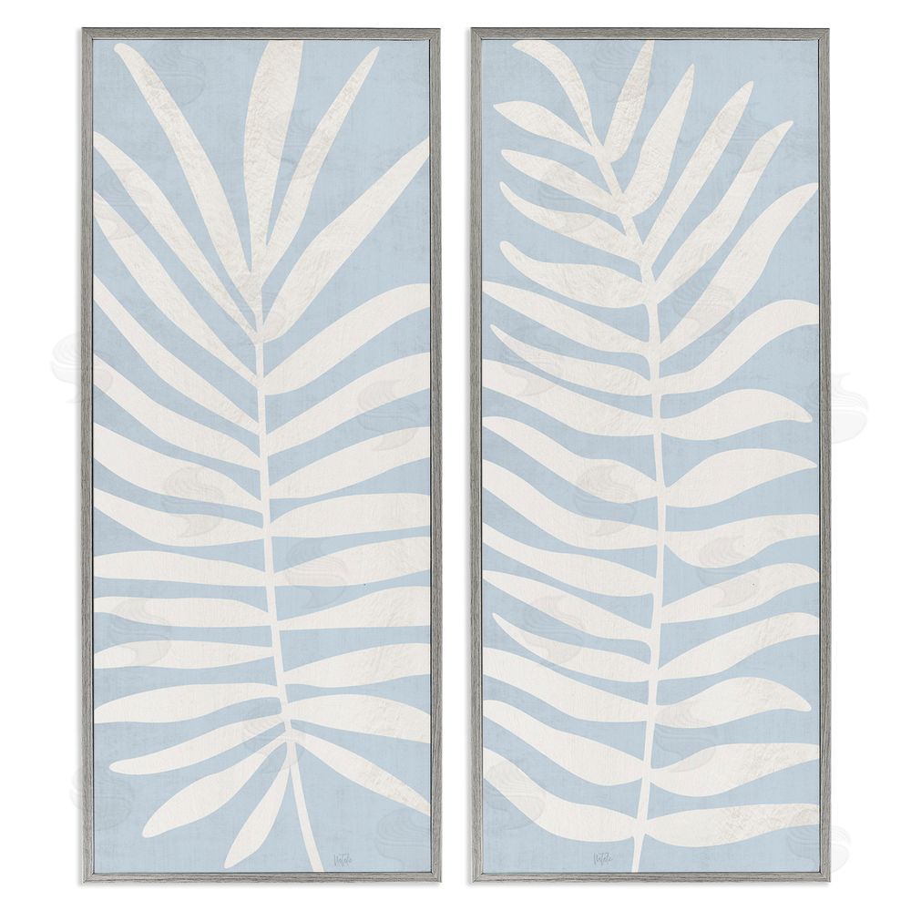 Natalie Carpentieri Soft Palm Leaf Pair Gray Framed Giclee Wall Art Print