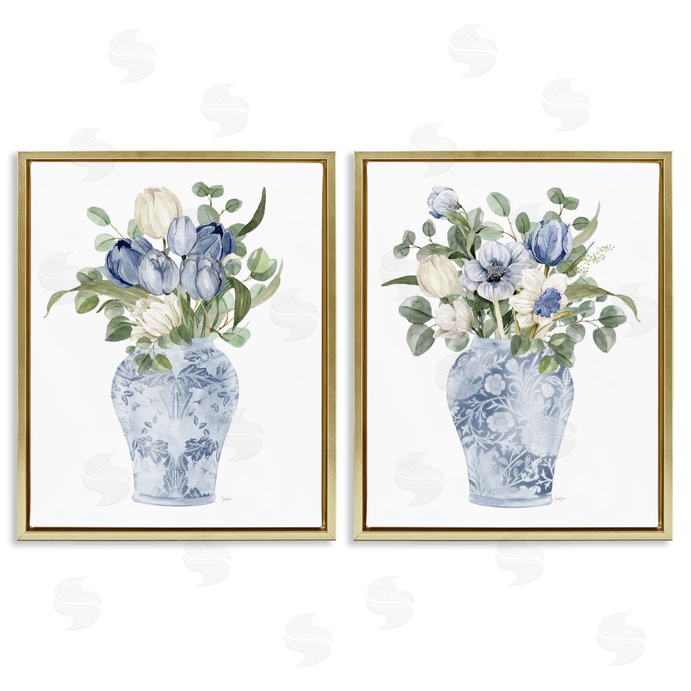 Livi Finn Ornate Vase Tulip Collection Gold Floating Framed Canvas Wall Art