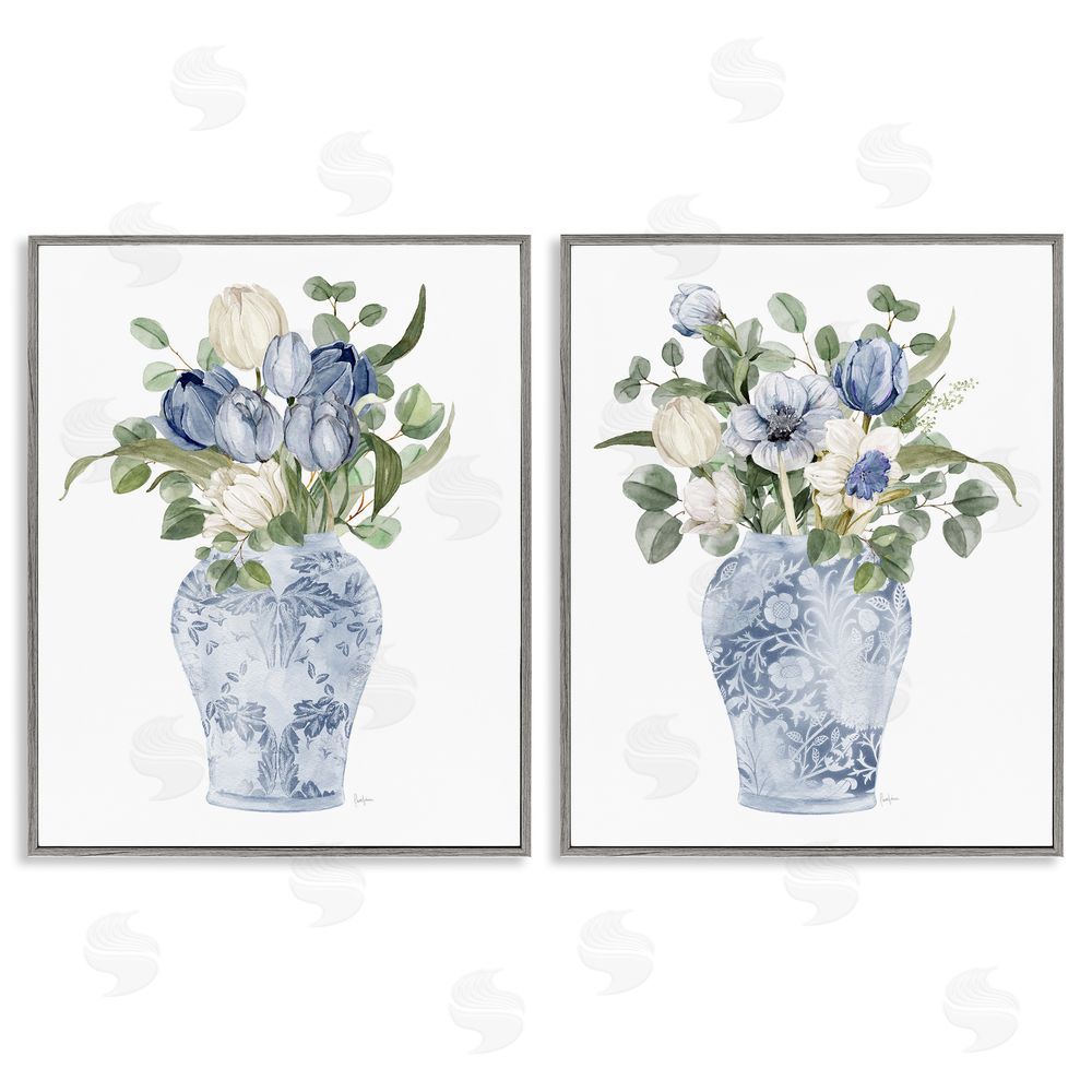 Livi Finn Ornate Vase Tulip Collection Gray Framed Giclee Wall Art