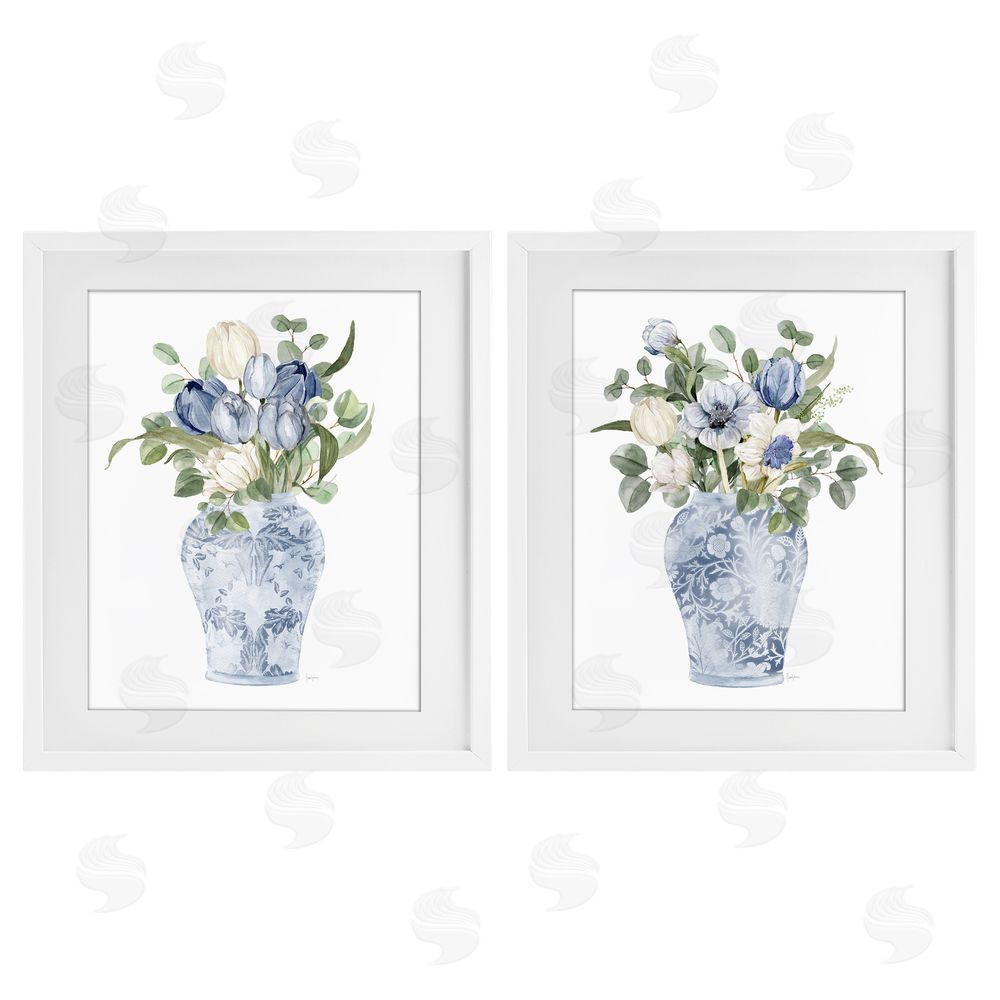 Livi Finn Ornate Vase Tulip Collection White Framed Print Under Glass Wall Art