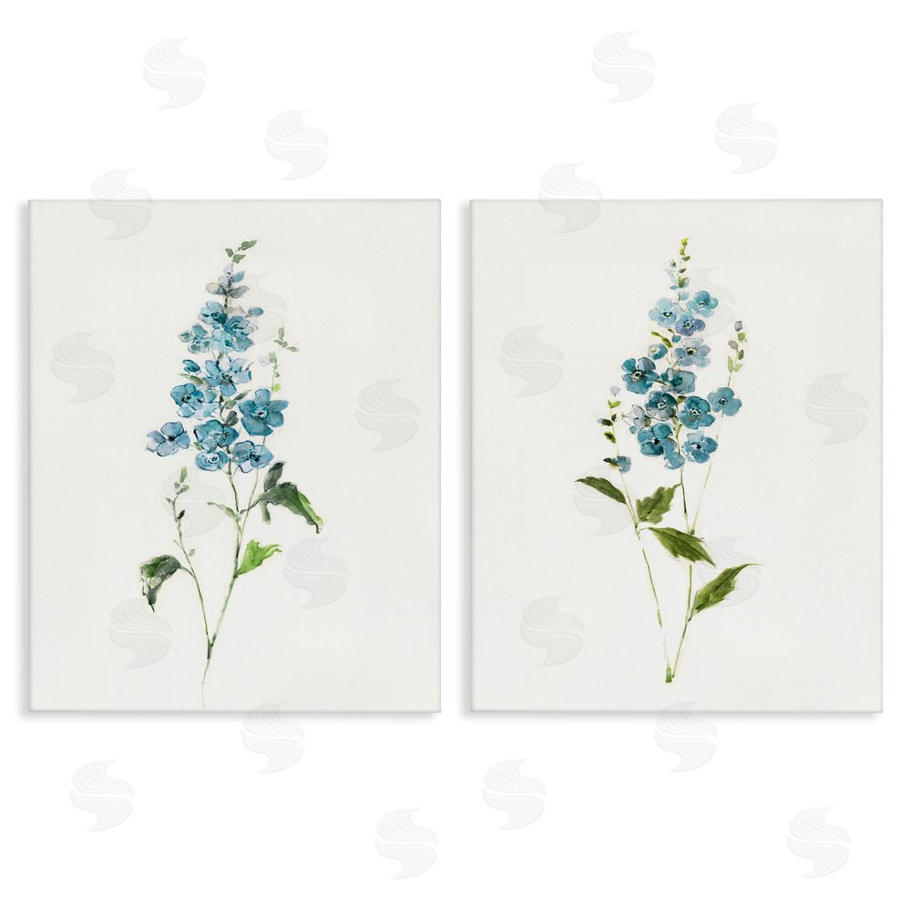 Sally Swatland Blue Watercolor Sprigs Stretched Canvas Wall Art Print
