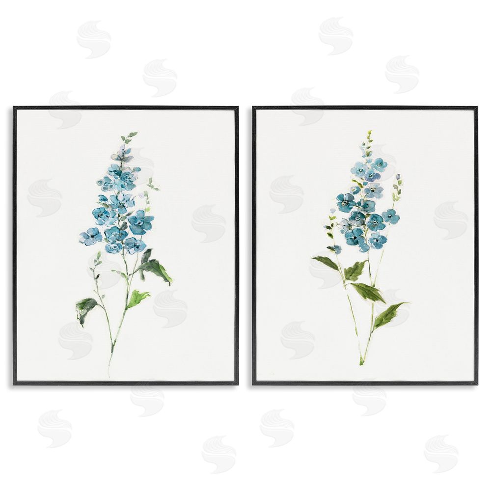 Sally Swatland Blue Watercolor Sprigs Black Framed Giclee Wall Art Print