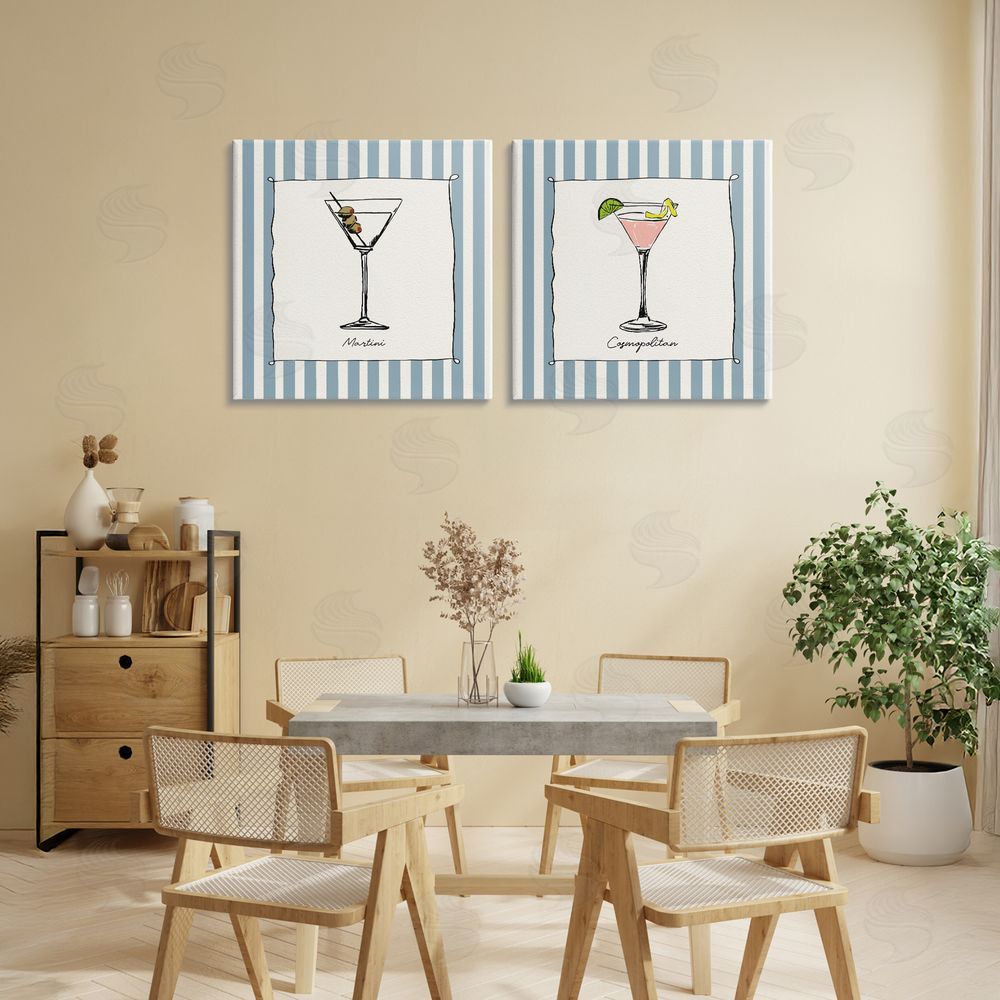 Susan Jill Summer Drinks on Stripes Stretched Canvas on Wall