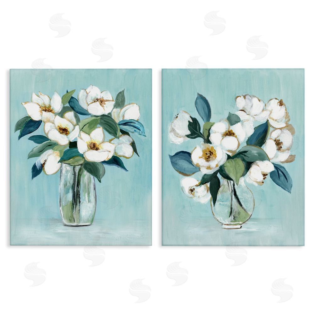 Janet Tava Magnolia Blossom Vases Stretched Canvas Wall Art