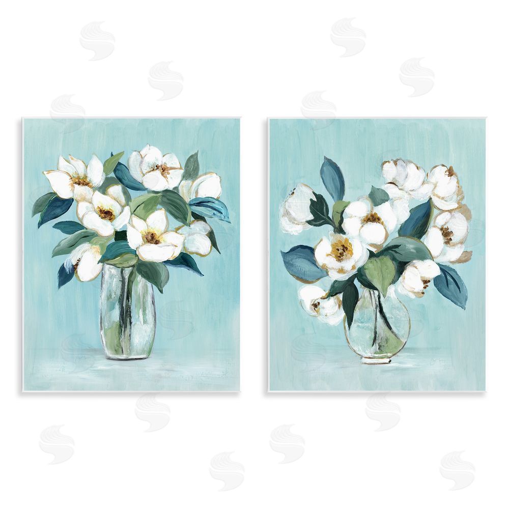 Janet Tava Magnolia Blossom Vases Wall Plaque Home Decor Art Print