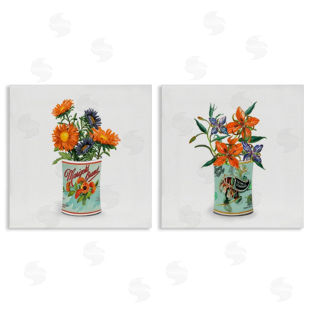 Val Rhodes Nostalgic Marigold & Lily Bouquets Stretched Canvas Wall Art