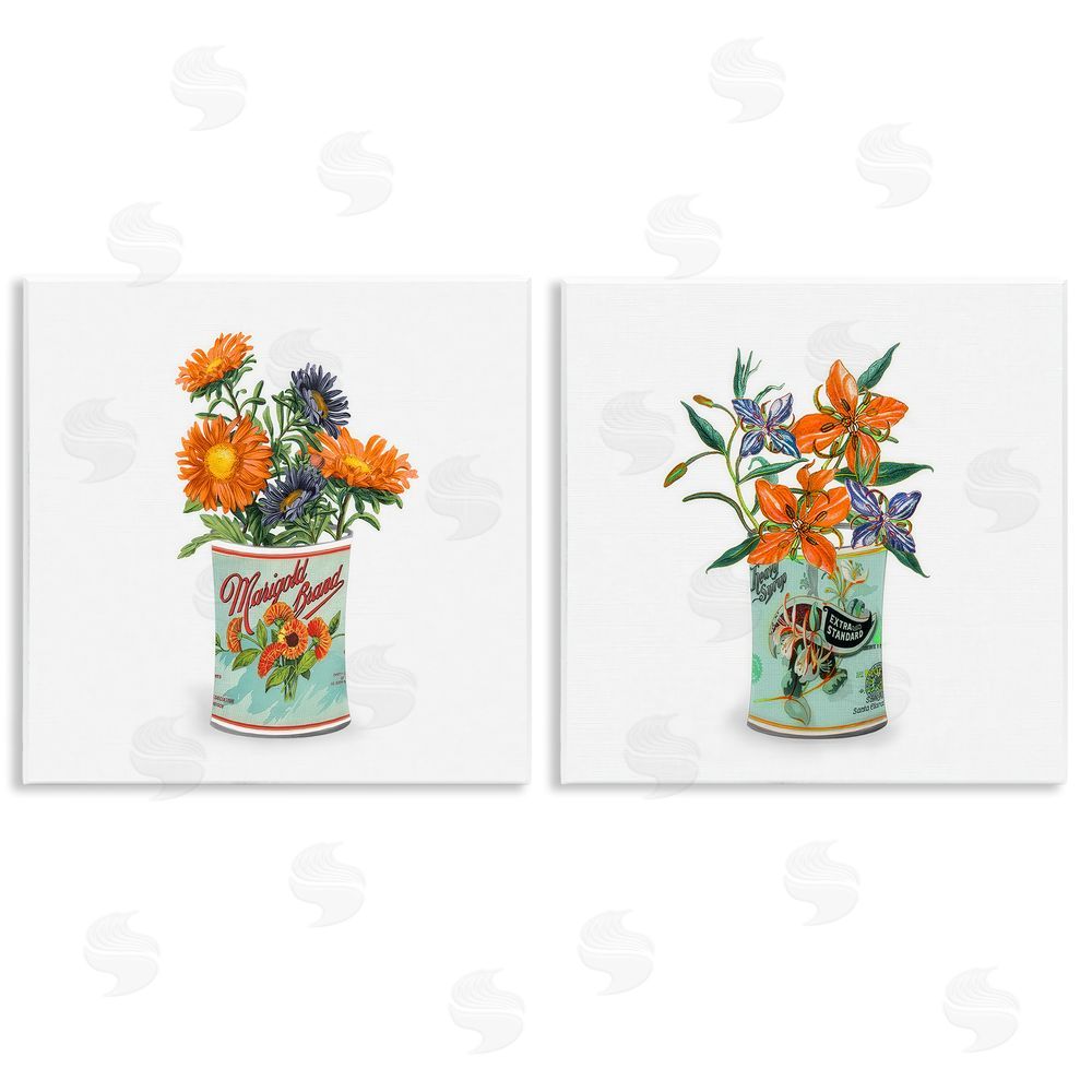Val Rhodes Nostalgic Marigold & Lily Bouquets Wall Plaque Home Decor Art Print