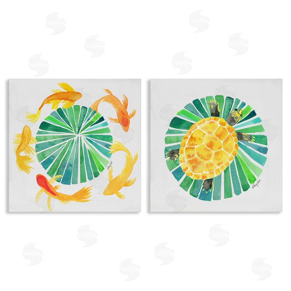 Hillary Holt Orbital Aquatic Creatures Stretched Canvas Wall Art
