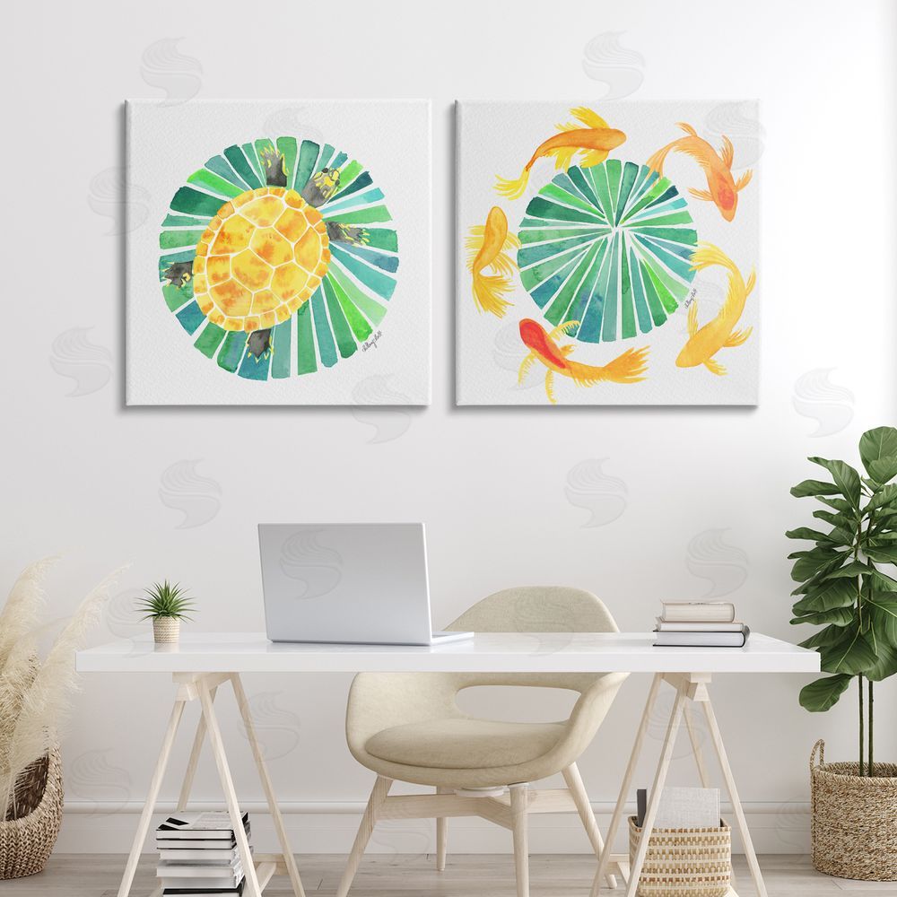 Hillary Holt Orbital Aquatic Creatures Stretched Canvas Wall Art in Room