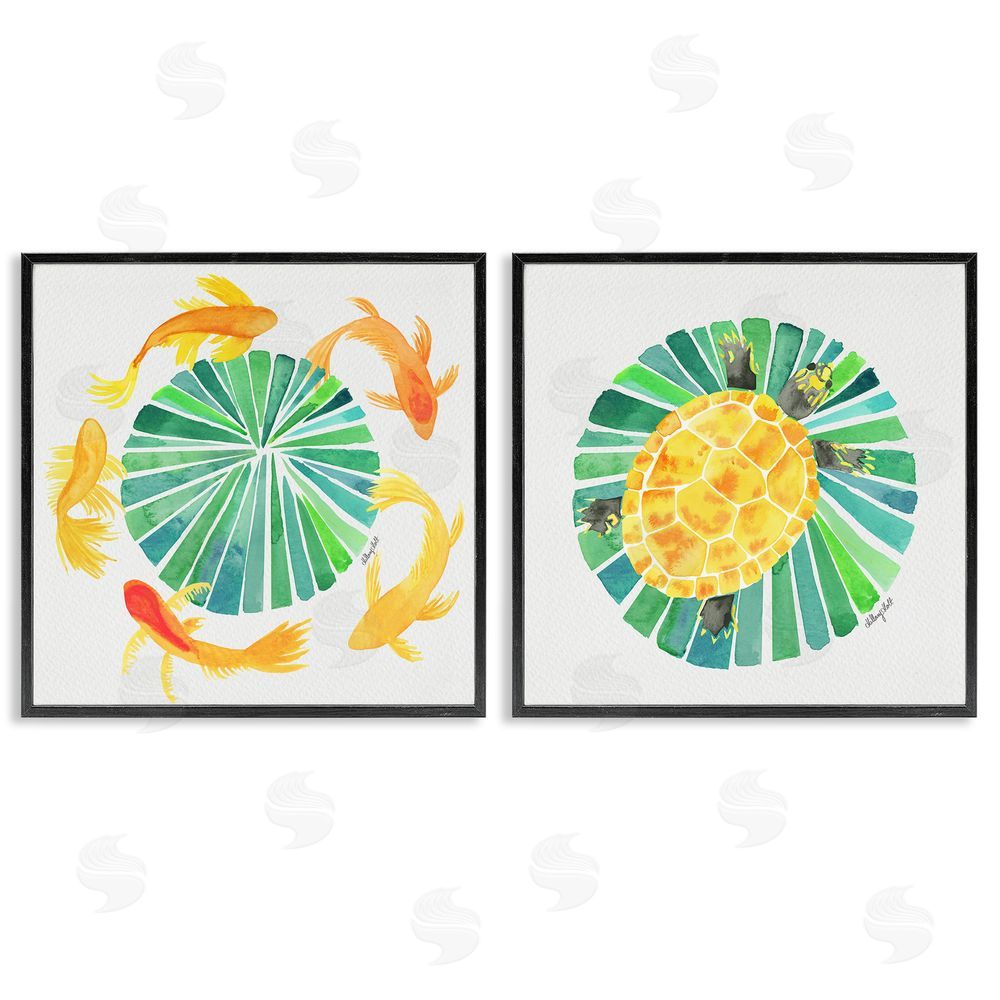 Hillary Holt Orbital Aquatic Creatures Black Framed Giclee Wall Art