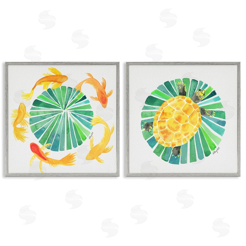 Hillary Holt Orbital Aquatic Creatures Gray Framed Giclee Wall Art