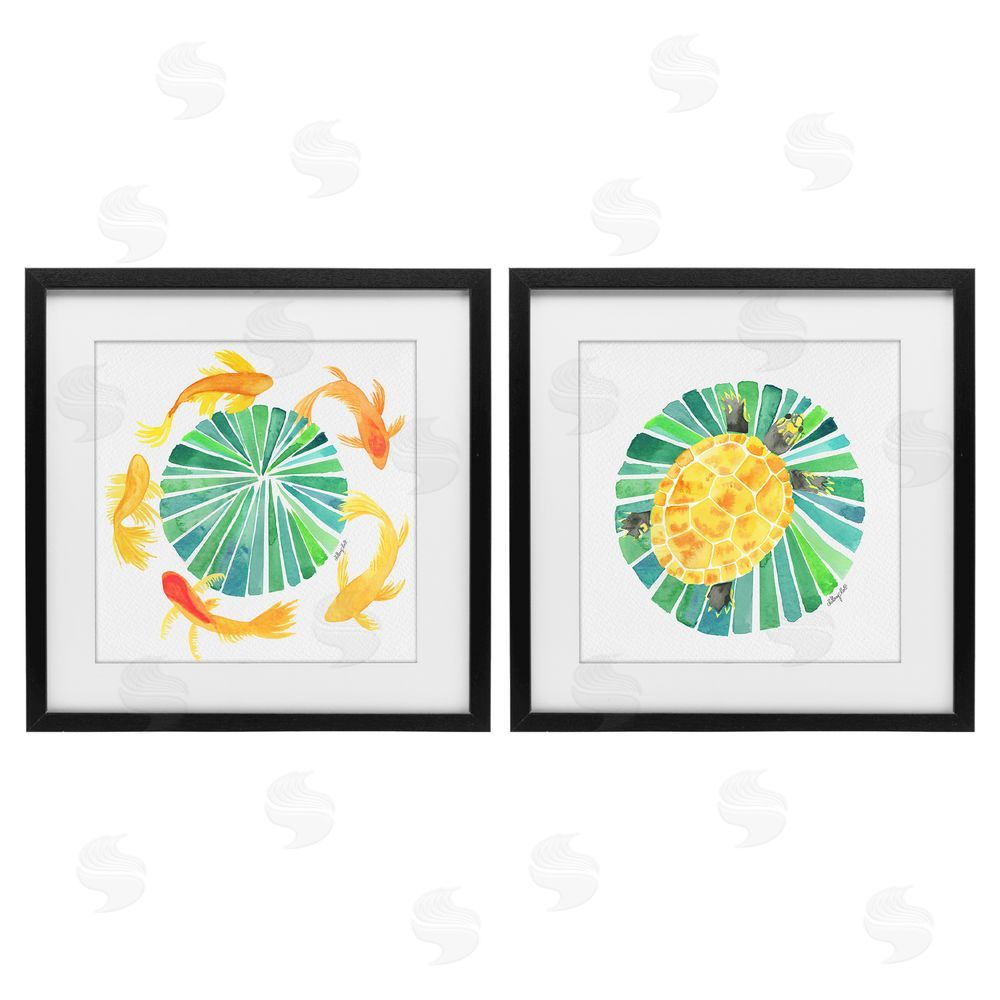 Hillary Holt Orbital Aquatic Creatures Black Framed Print Under Glass Wall Art
