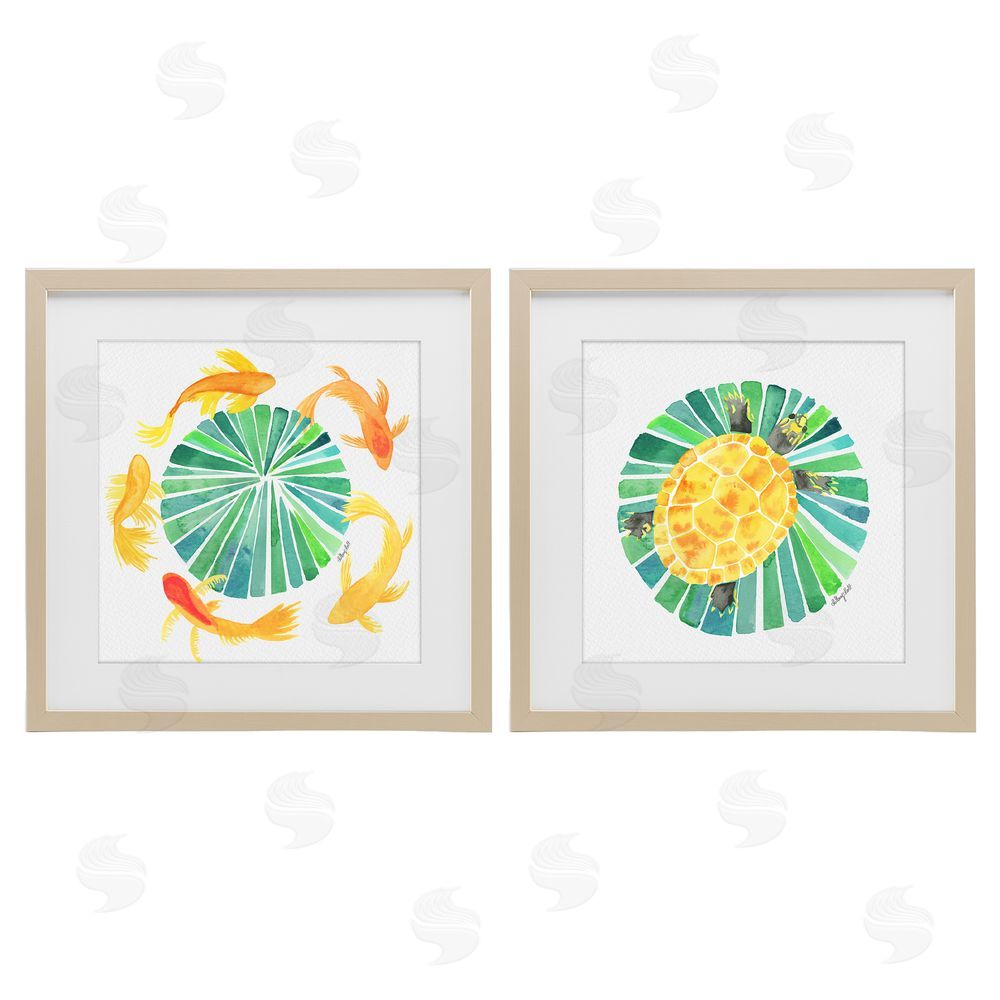 Hillary Holt Orbital Aquatic Creatures Brown Framed Print Under Glass Wall Art