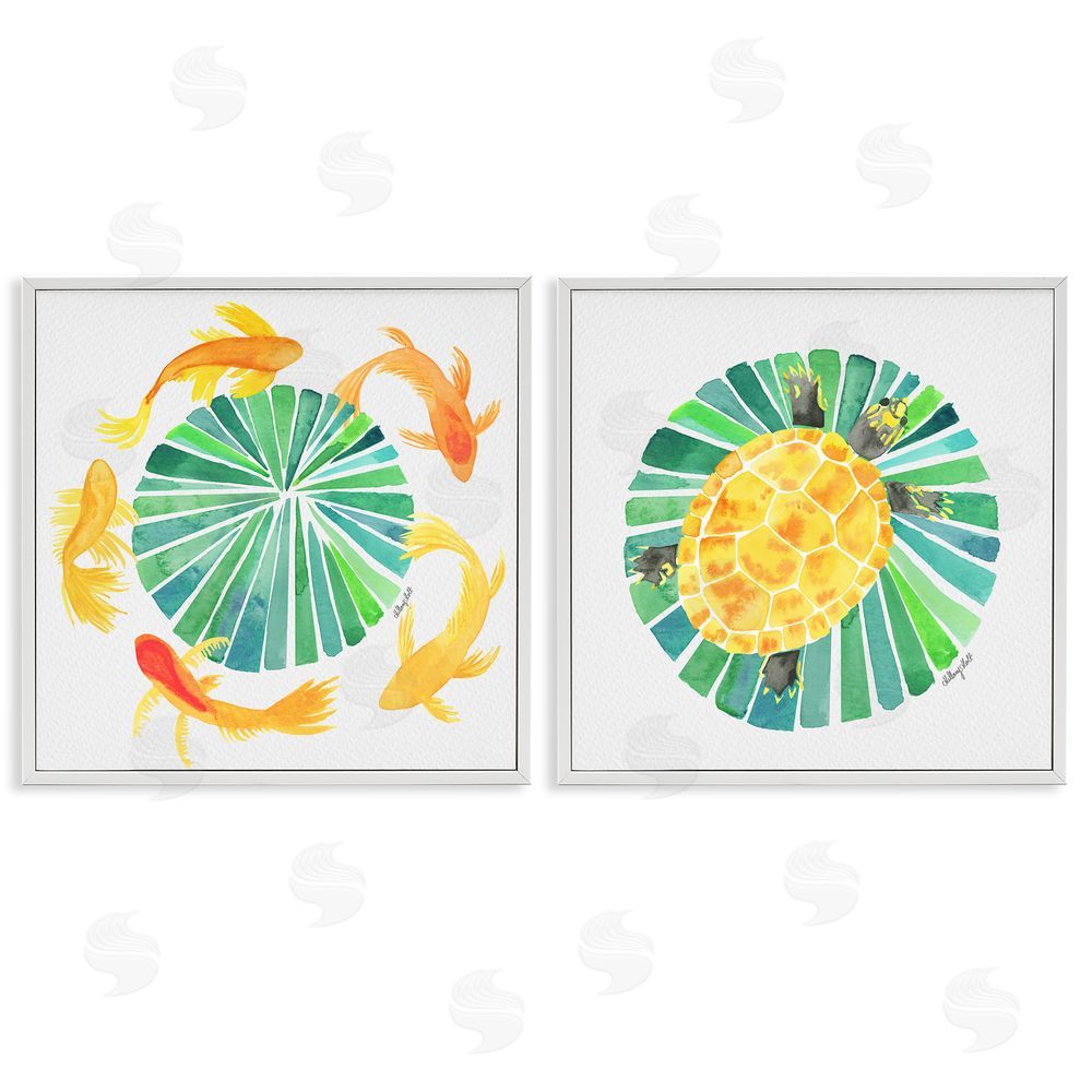 Hillary Holt Orbital Aquatic Creatures White Framed Giclee Wall Art