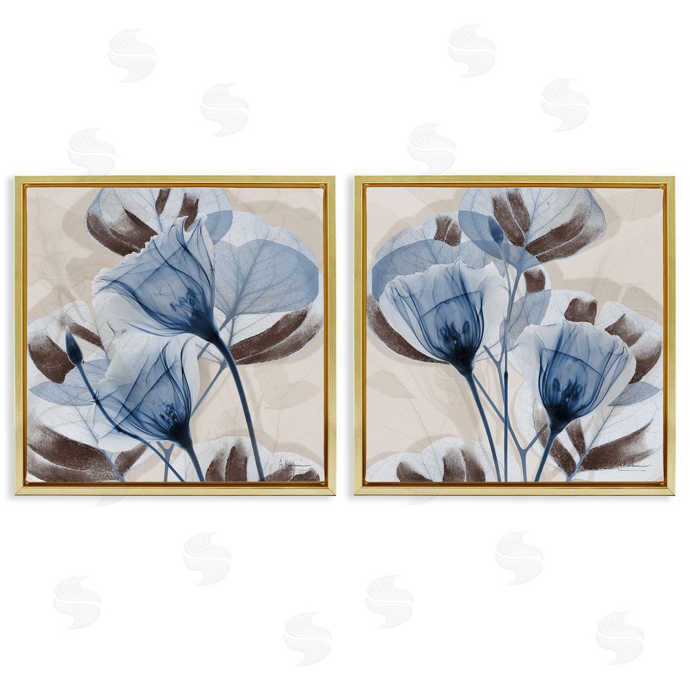 Albert Koetsier Blooming Sapphire Union Gold Floating Frame Canvas Wall Art Print