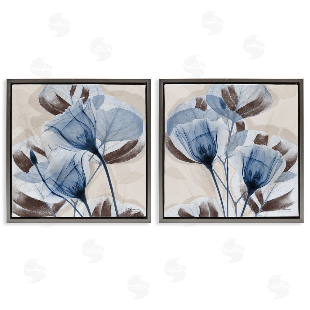 Albert Koetsier Blooming Sapphire Union Gray Floating Frame Canvas Wall Art Print