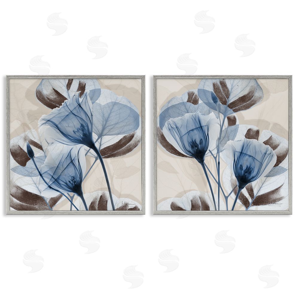 Albert Koetsier Blooming Sapphire Union Gray Framed Giclee Wall Art Print