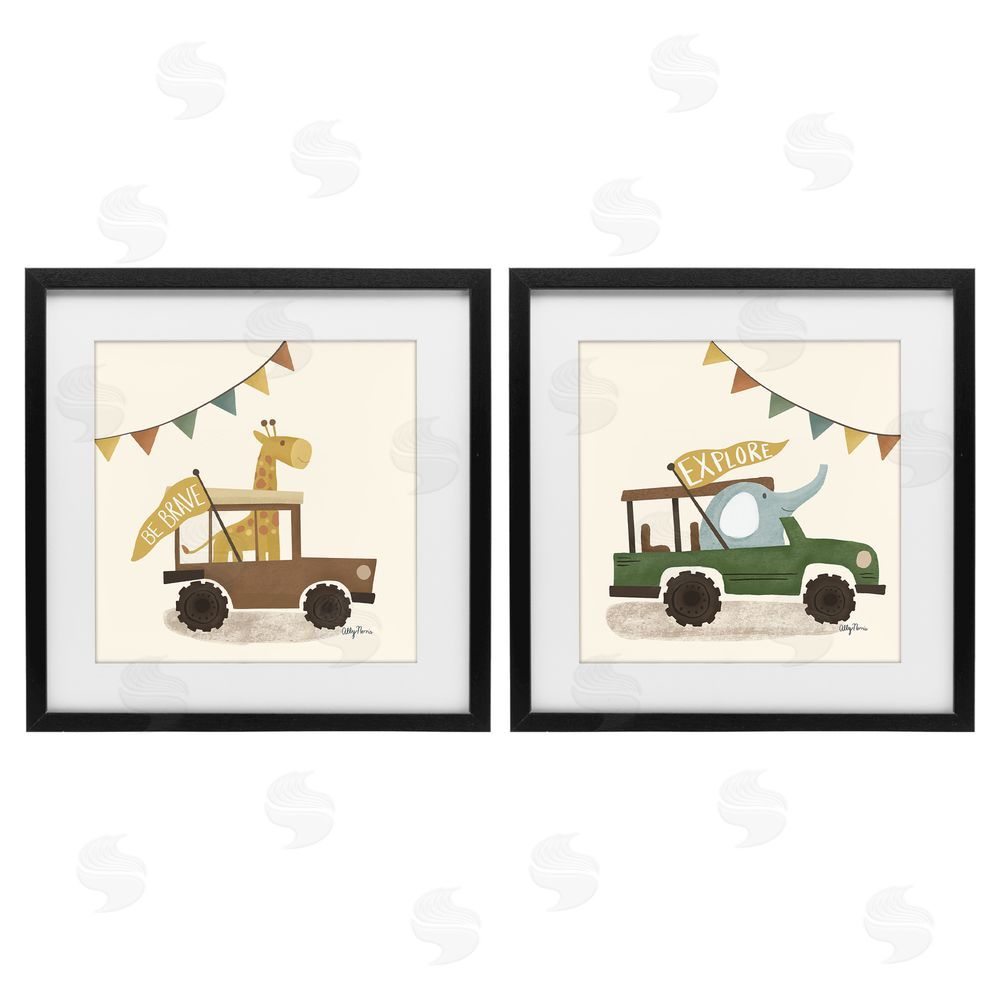 Allyson Norris Be Brave & Explore Animals Black Framed Print Under Glass Wall Art