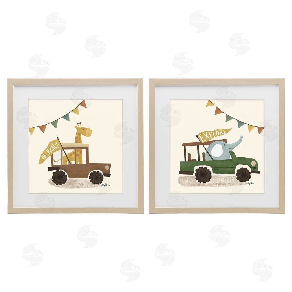 Allyson Norris Be Brave & Explore Animals Brown Framed Print Under Glass Wall Art