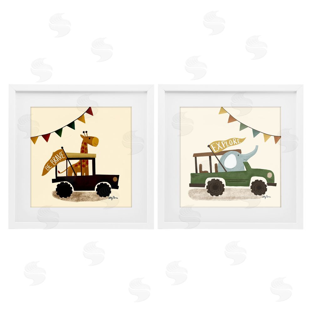 Allyson Norris Be Brave & Explore Animals White Framed Print Under Glass Wall Art