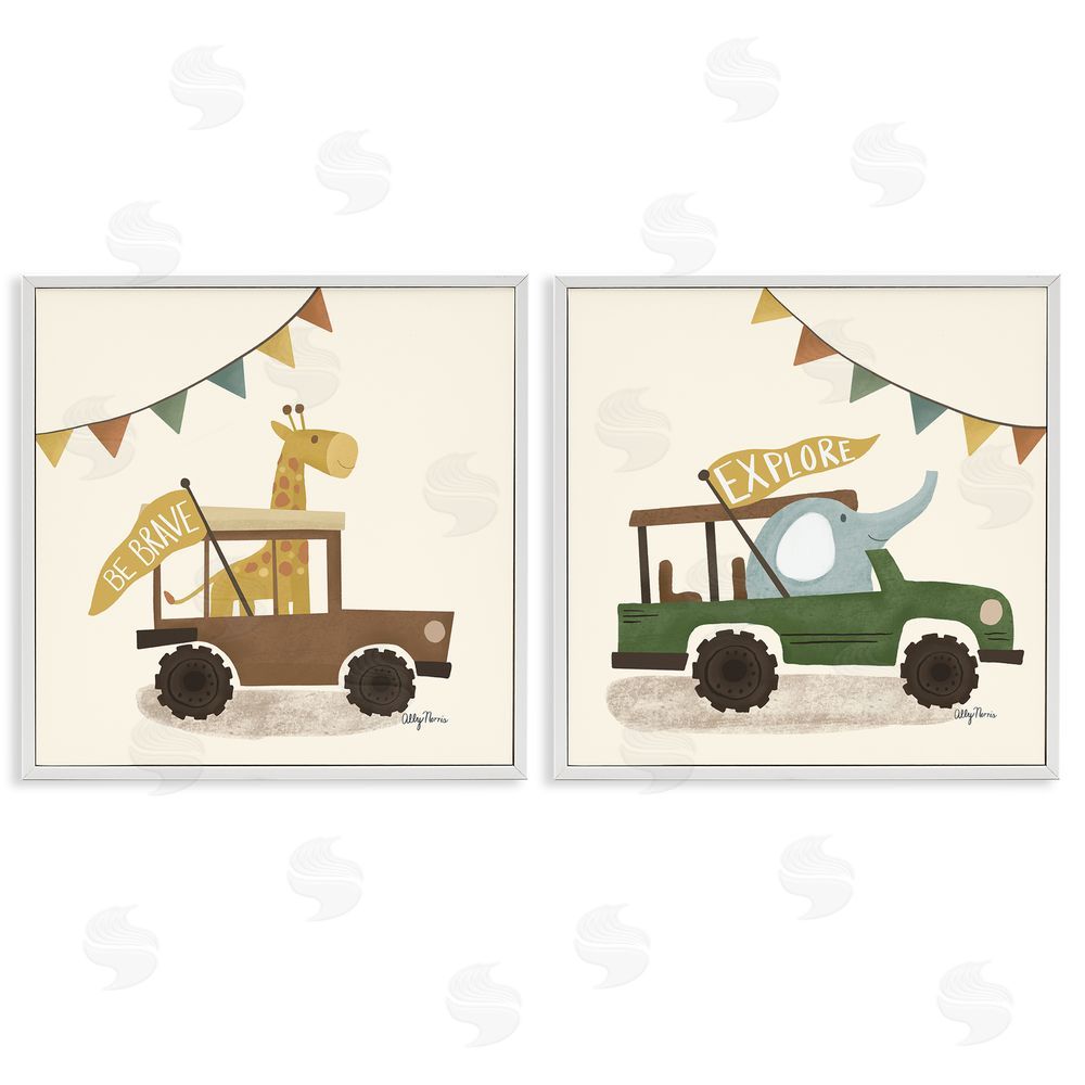 Allyson Norris Be Brave & Explore Animals White Framed Giclee Wall Art Print