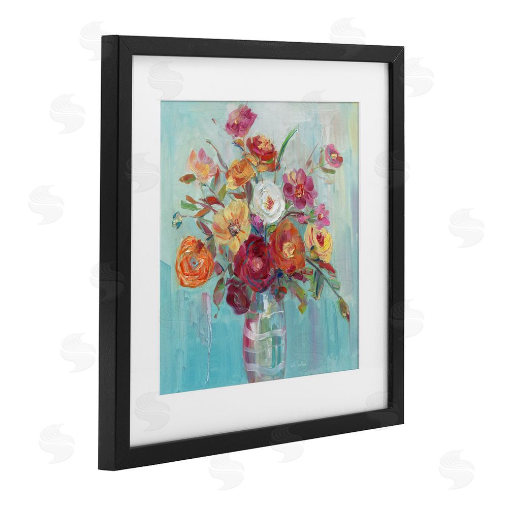 Sally Swatland Summer Garden Arrangement Black Framed Print Under Glass Art