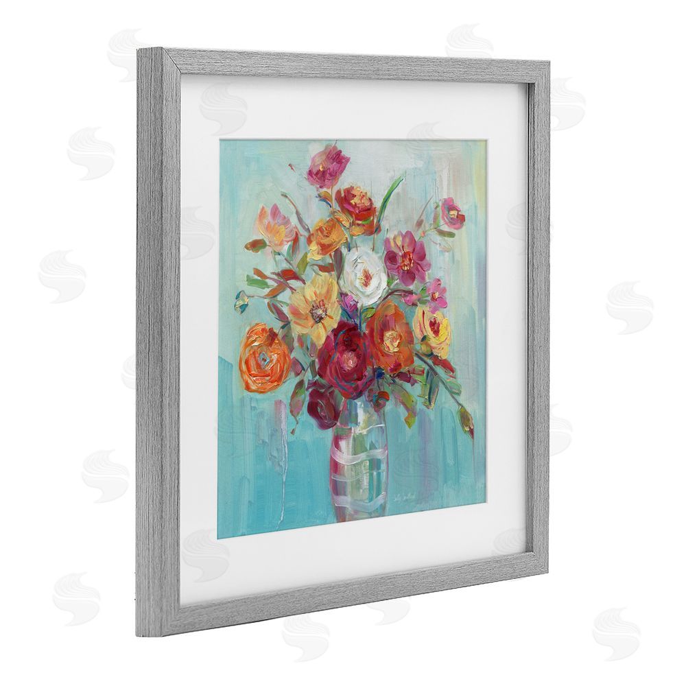 Sally Swatland Summer Garden Arrangement Gray Framed Print Under Glass Art
