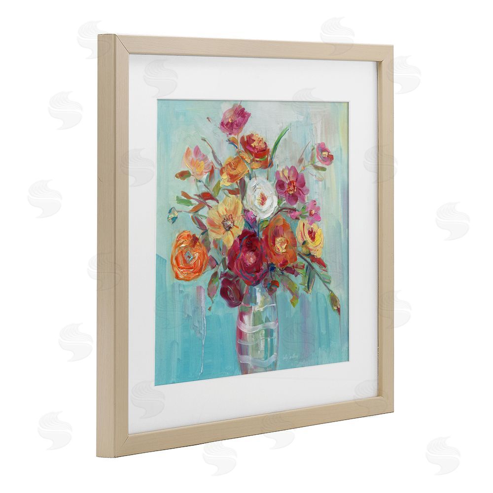 Sally Swatland Summer Garden Arrangement Birch Framed Print Under Glass Art