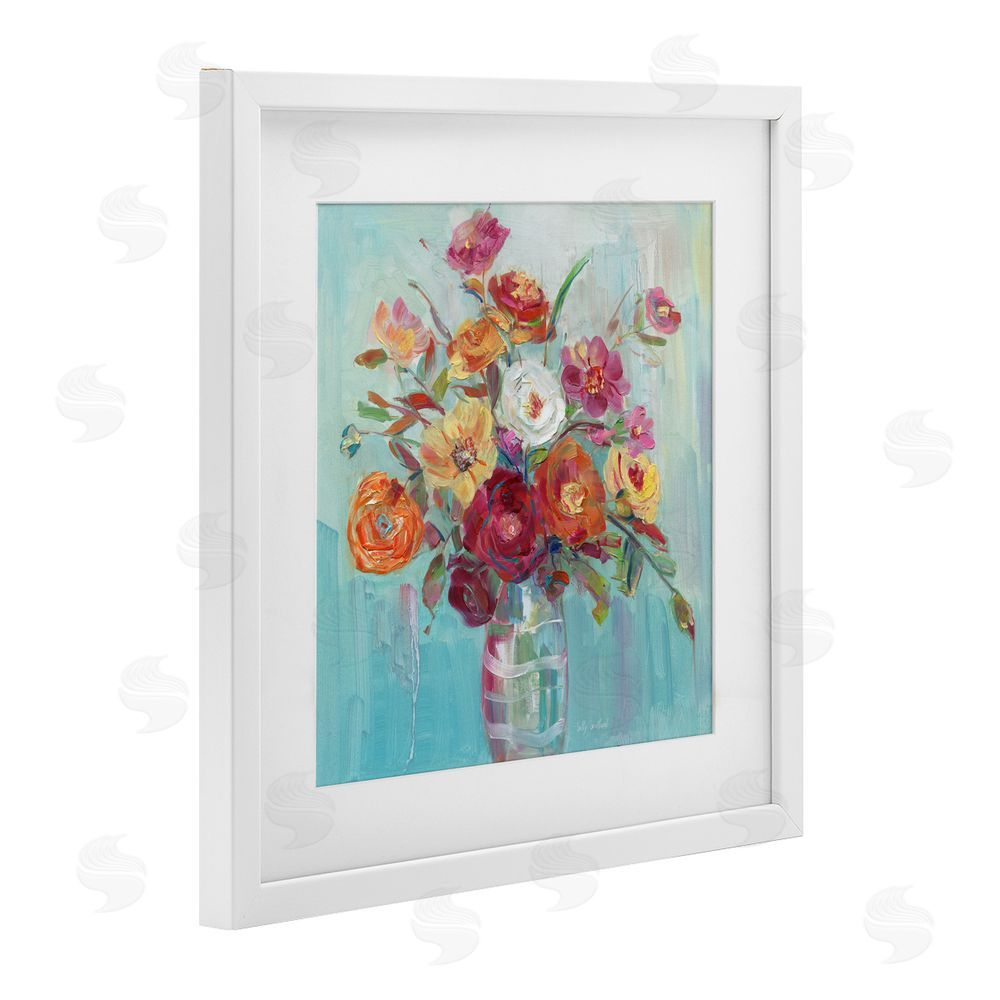 Sally Swatland Summer Garden Arrangement White Framed Print Under Glass Art
