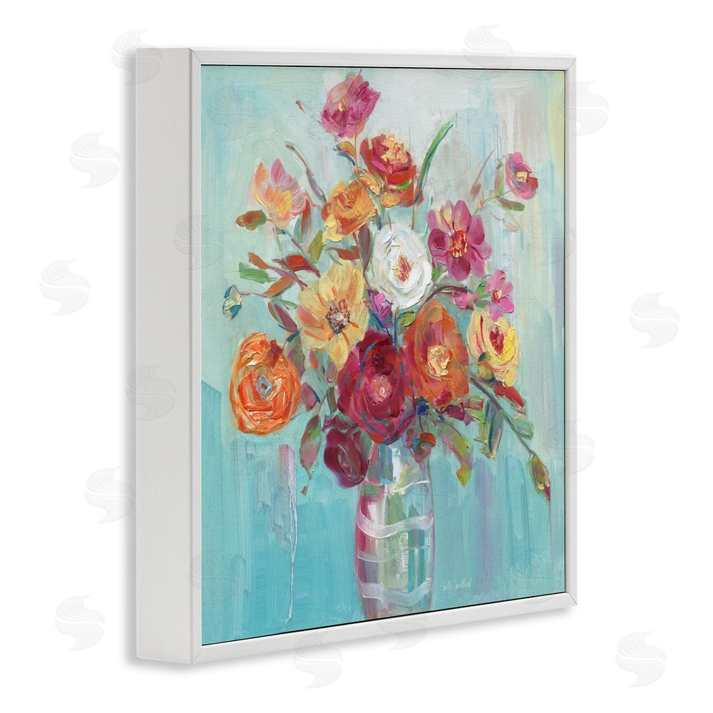 Sally Swatland Summer Garden Arrangement White Frame Giclee Art Print