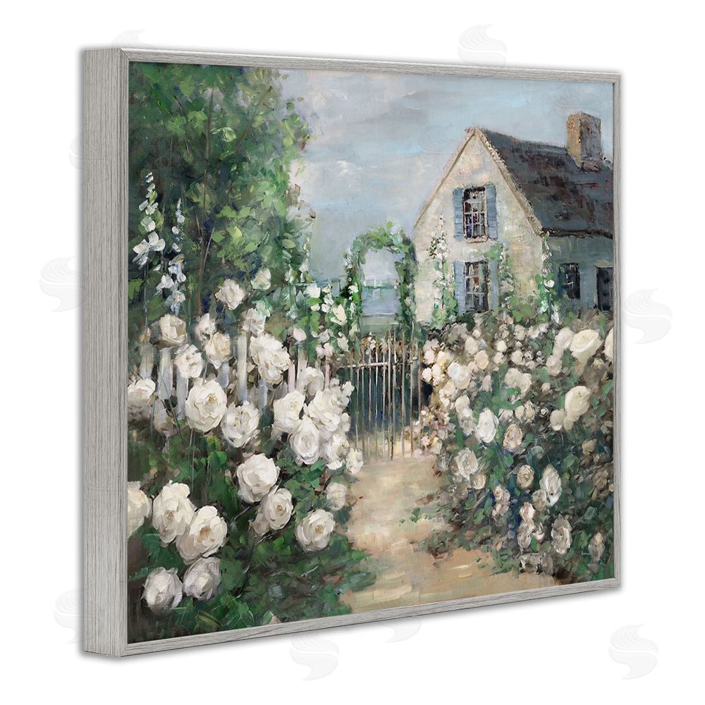 Sally Swatland Cottage at the Coast Gray Framed Giclee Art Print