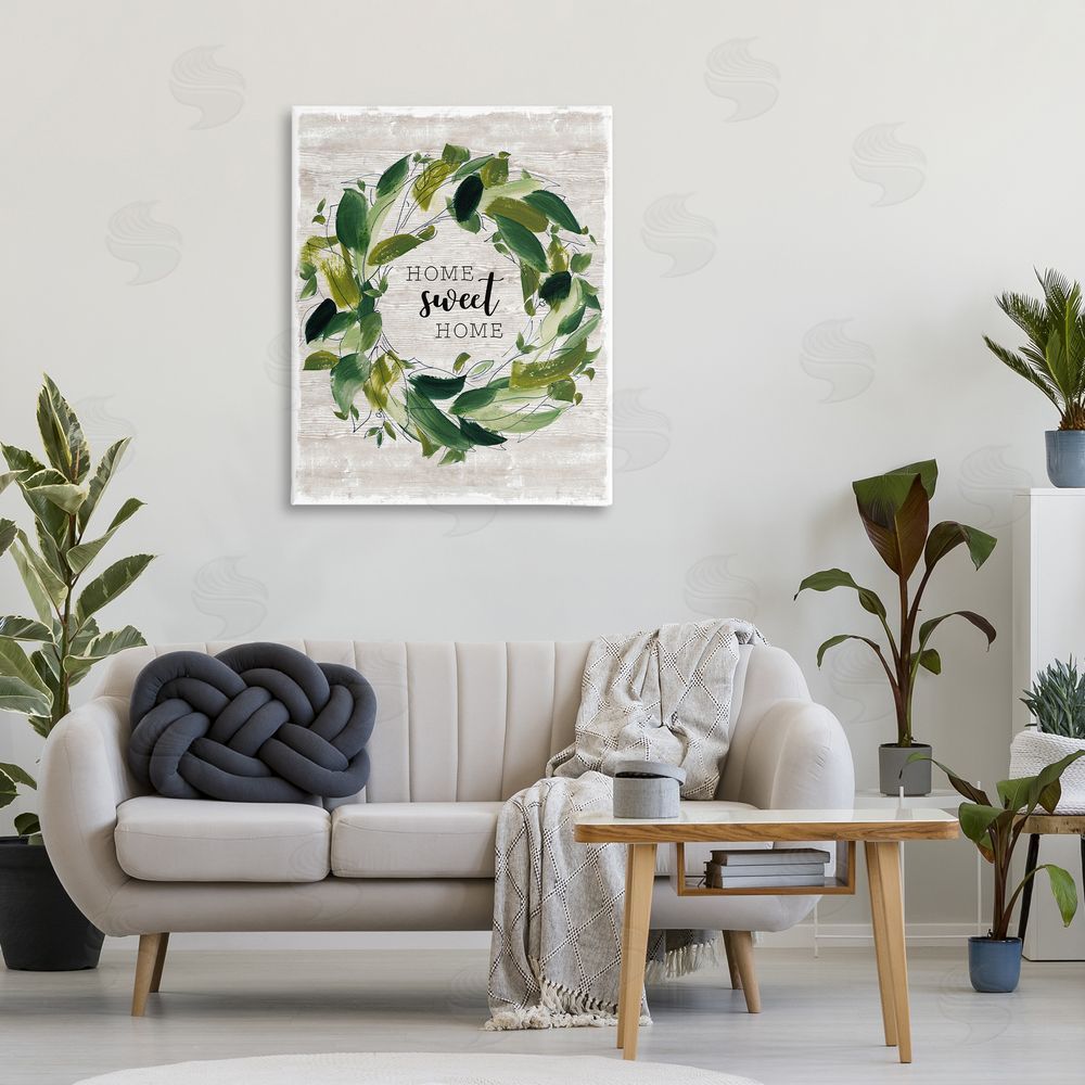 Carol Robinson Sweet Home Rustic Wreath Illustration Printed Wall Art in Room